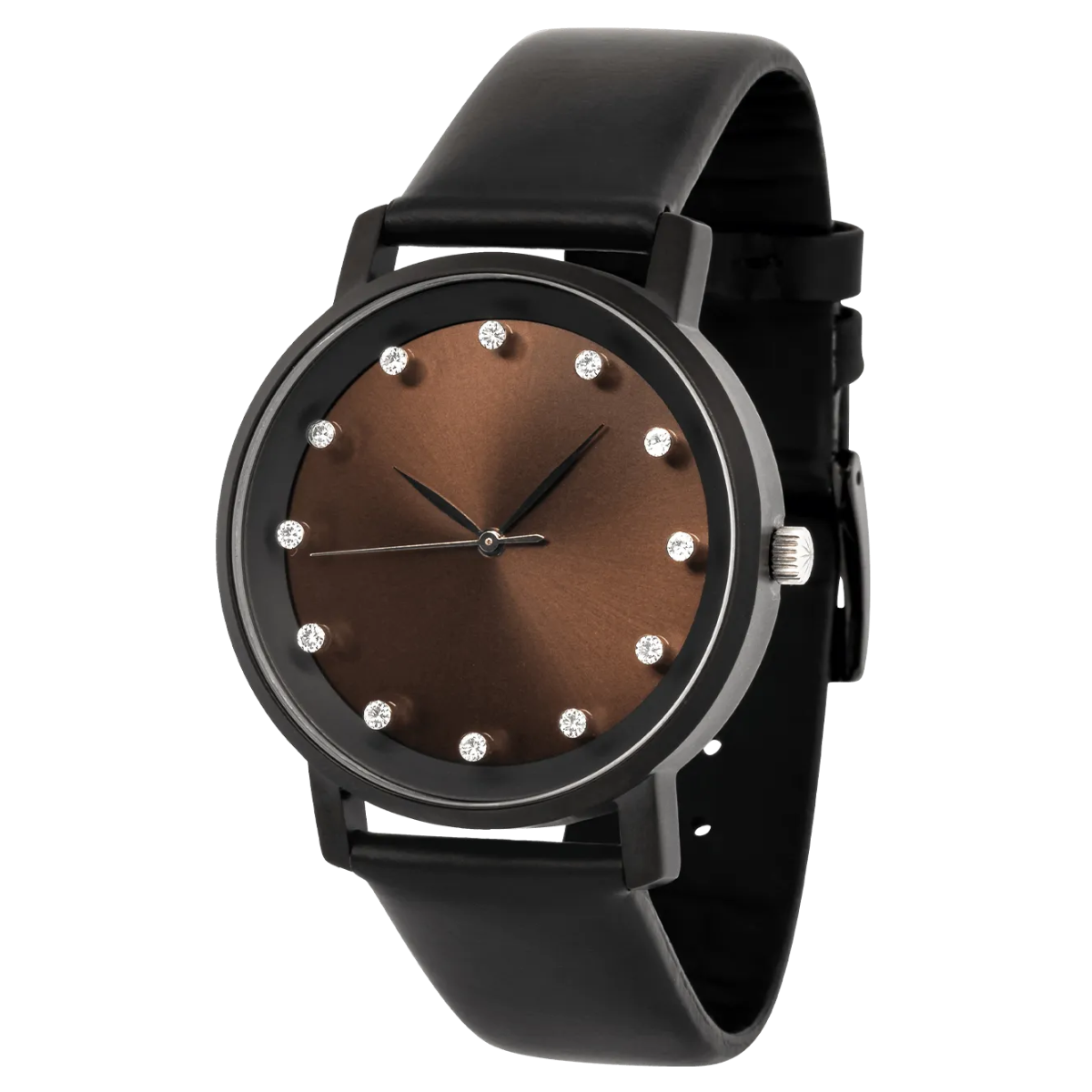 Lucidity Gents WA-054 Blackened Steel Chestnut Sunray Dial Diamond Luxury Watch