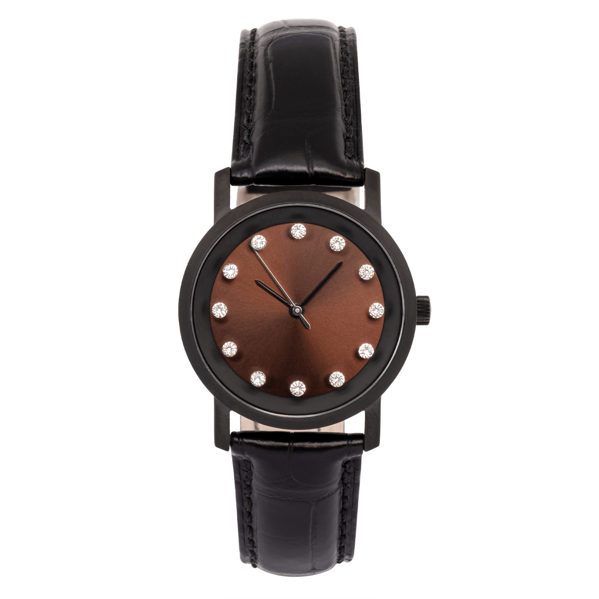Lucidity Ladies Blackened Steel Chestnut Sunray Dial Quartz Watch – WA-056