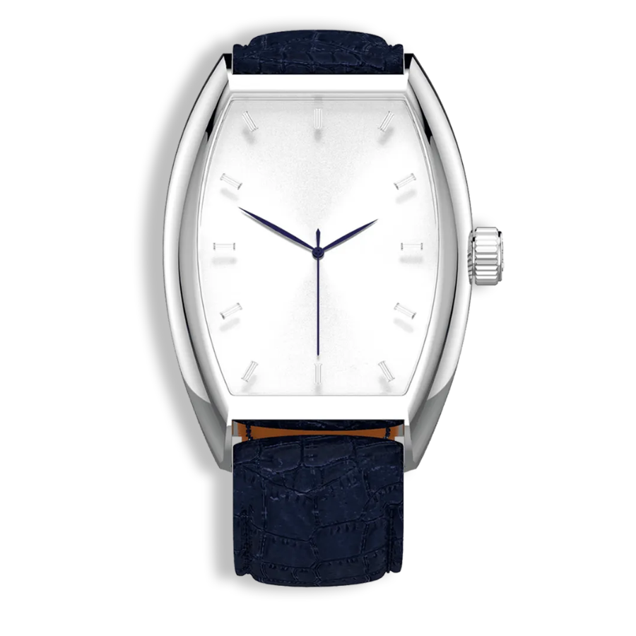 Realization Gents Automatic Watch – Steel Case with Silver Sunray Dial & Blue Leather Strap