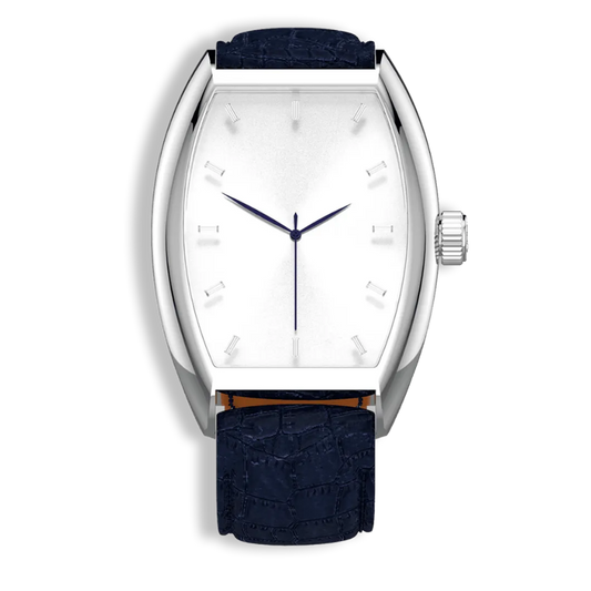 Realization Gents Automatic Watch – Steel Case with Silver Sunray Dial & Blue Leather Strap
