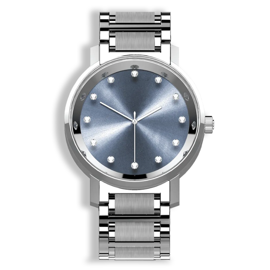Niveau Élève Lucidity Gents Diamond Dial Leather Strap Quartz Watch – W-007