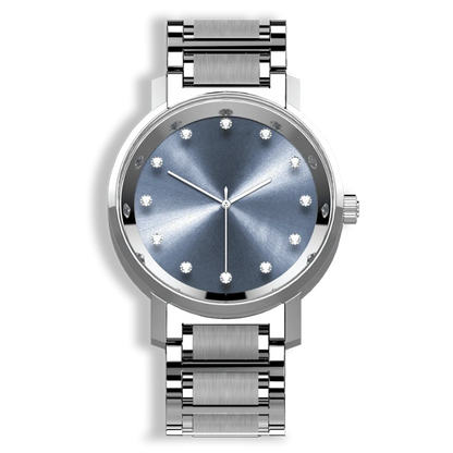 Niveau Élève Lucidity Gents Diamond Dial Leather Strap Quartz Watch – W-007