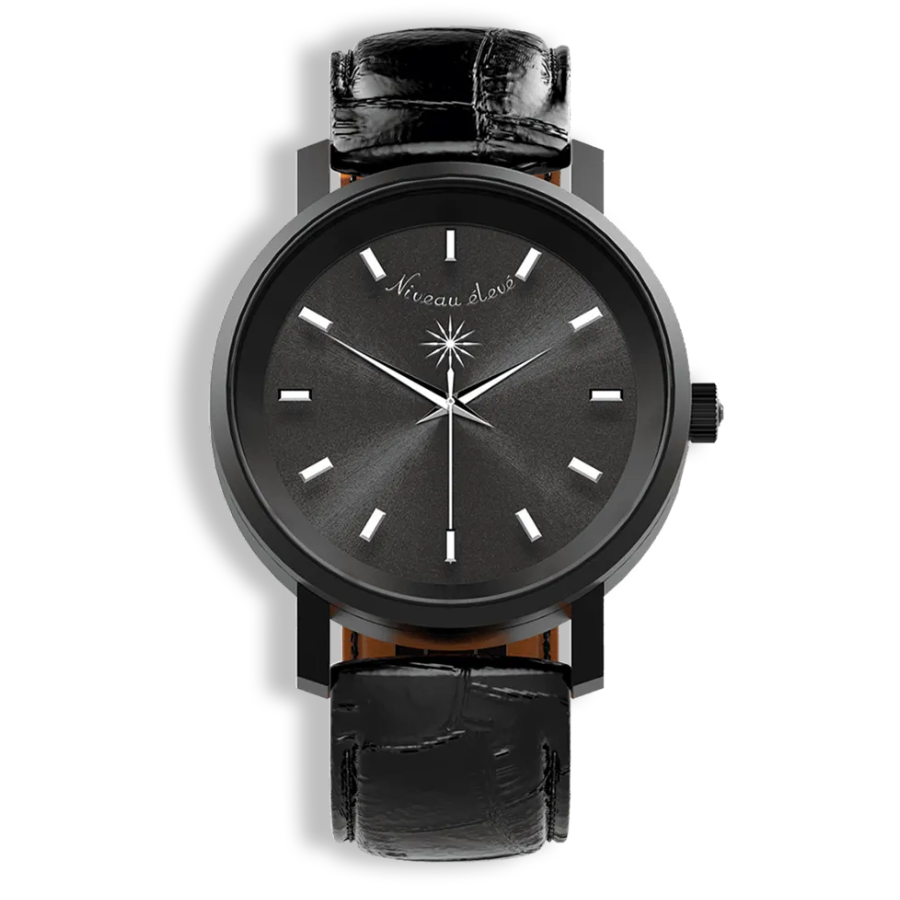 Niveau Élevé Lucidity Gents Diamond Dial Watch – White Leather Strap (Model W-009)
