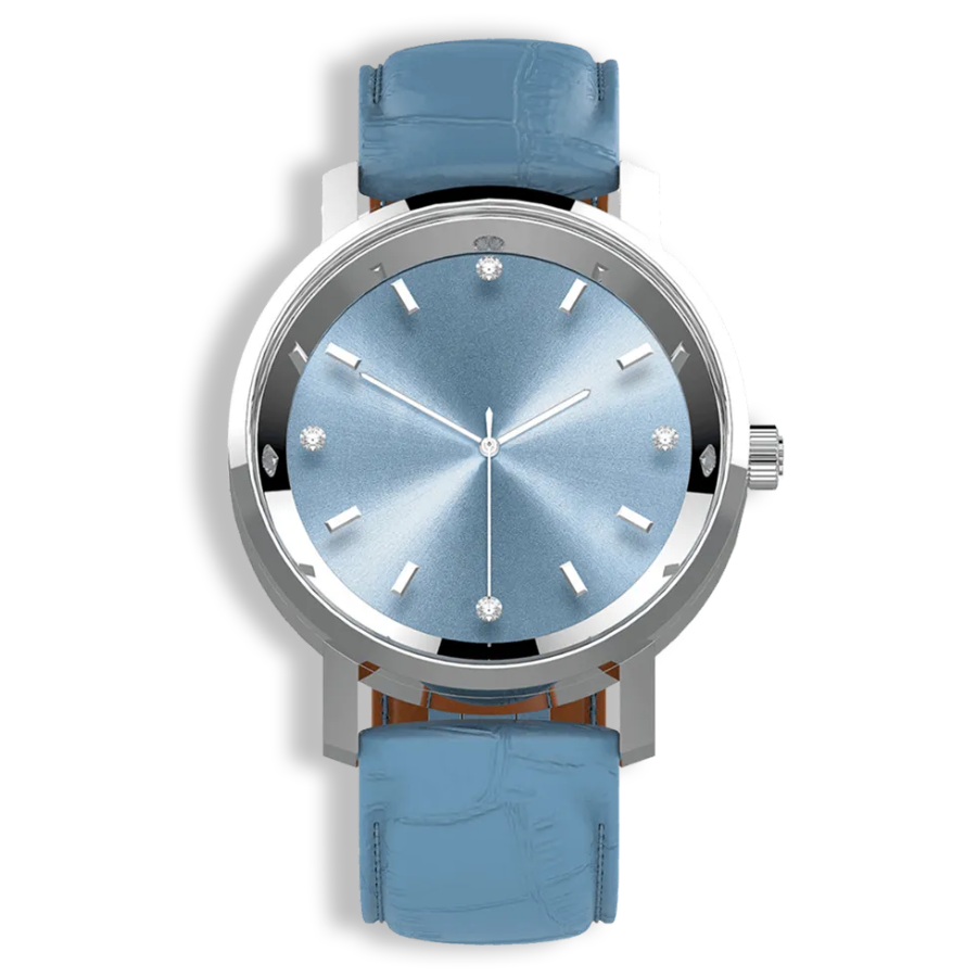 Niveau Élevé Lucidity W-010 Luxury Men's Watch – Blackened Steel Case, Diamond Dial & Leather Strap