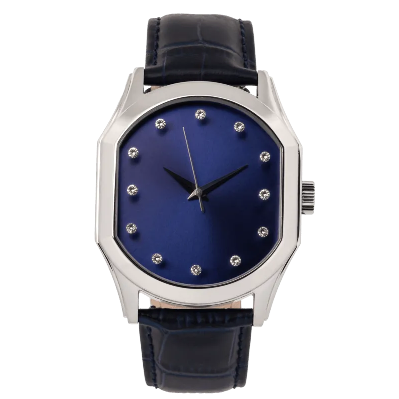 Connaissance Gents Automatic Watch – Steel Case with Dark Blue Sunray Dial & Blue Leather Strap