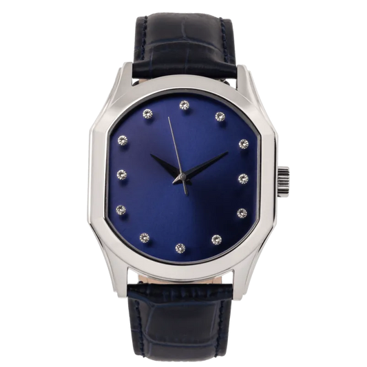 Connaissance Gents Automatic Watch – Steel Case with Dark Blue Sunray Dial & Blue Leather Strap
