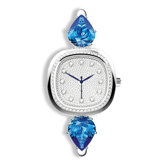 Ladies Diamond & Blue Sapphire Luxury Watch | Steel Case | Swiss Quartz