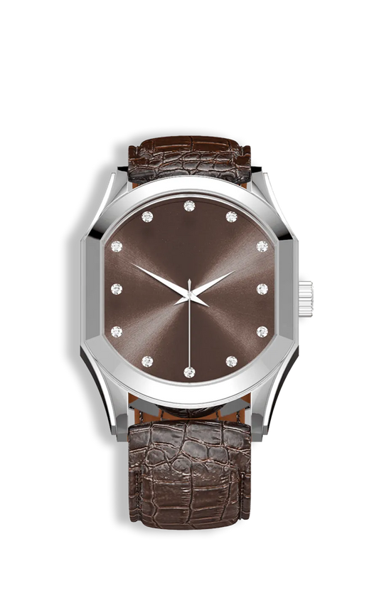 Connaissance Gents Automatic Luxury Watch | Steel Case, Chestnut Sunray Dial & Brown Leather Strap