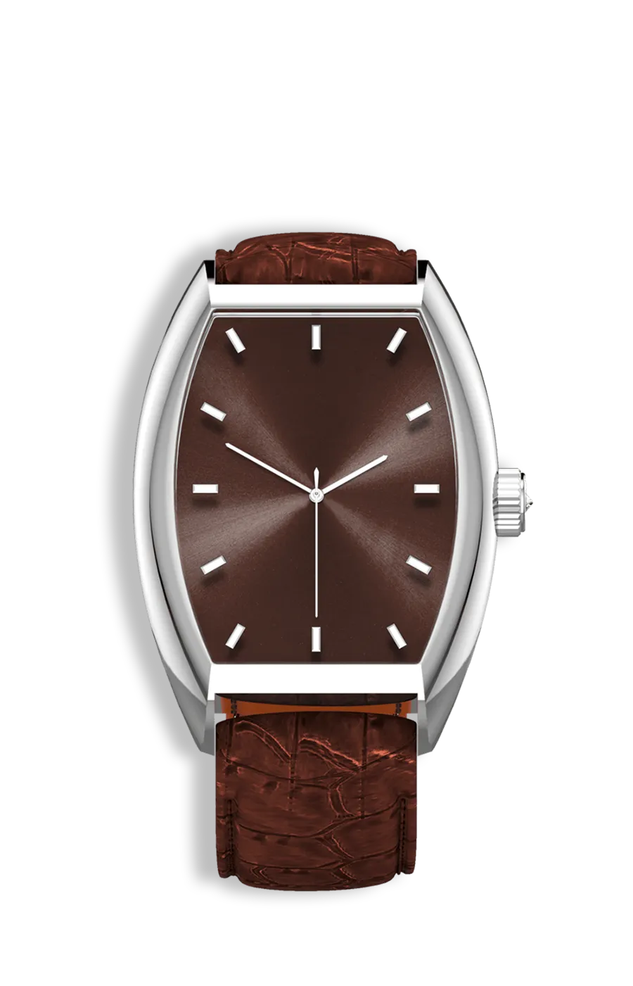 Realization Gents Automatic Luxury Watch | Steel Case, Olive Brown Sunray Dial & Brown Leather Strap