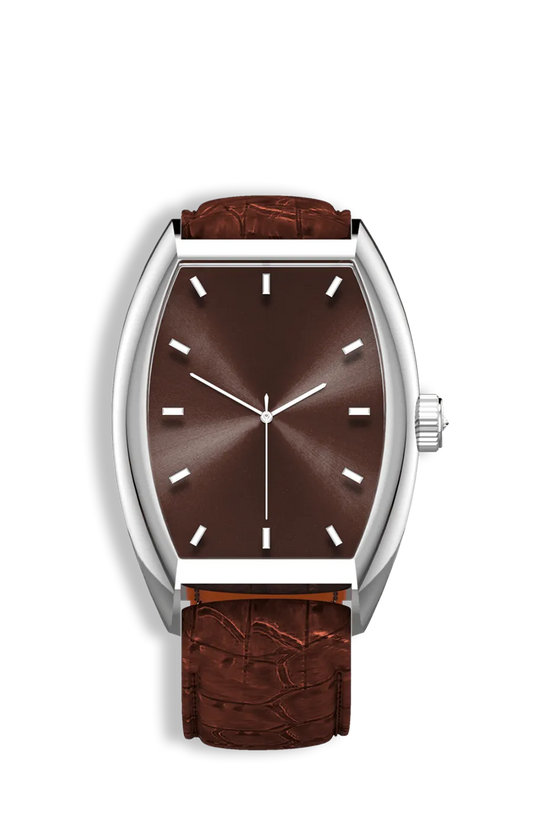 Realization Gents Automatic Luxury Watch | Steel Case, Olive Brown Sunray Dial & Brown Leather Strap