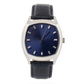 Ladies Blackened Steel Blue Sunray Diamond Luxury Watch | Swiss Automatic | Black Leather Strap