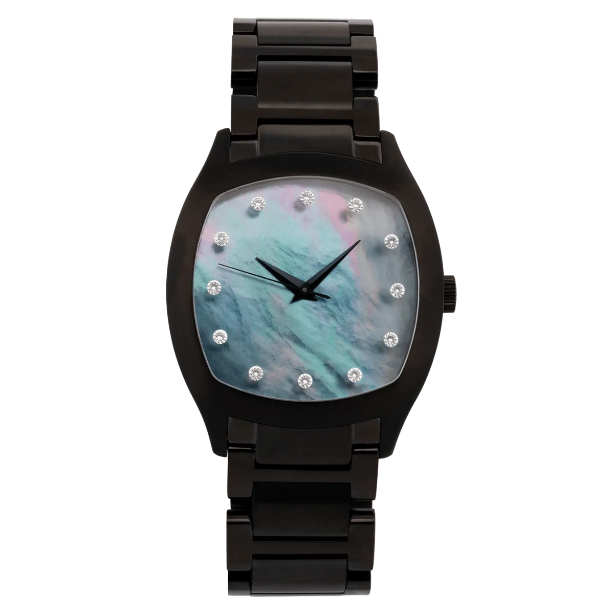Niveau Élevé Determination WA-019 Automatic Black Steel Watch with Mother of Pearl Dial & Diamond Markers