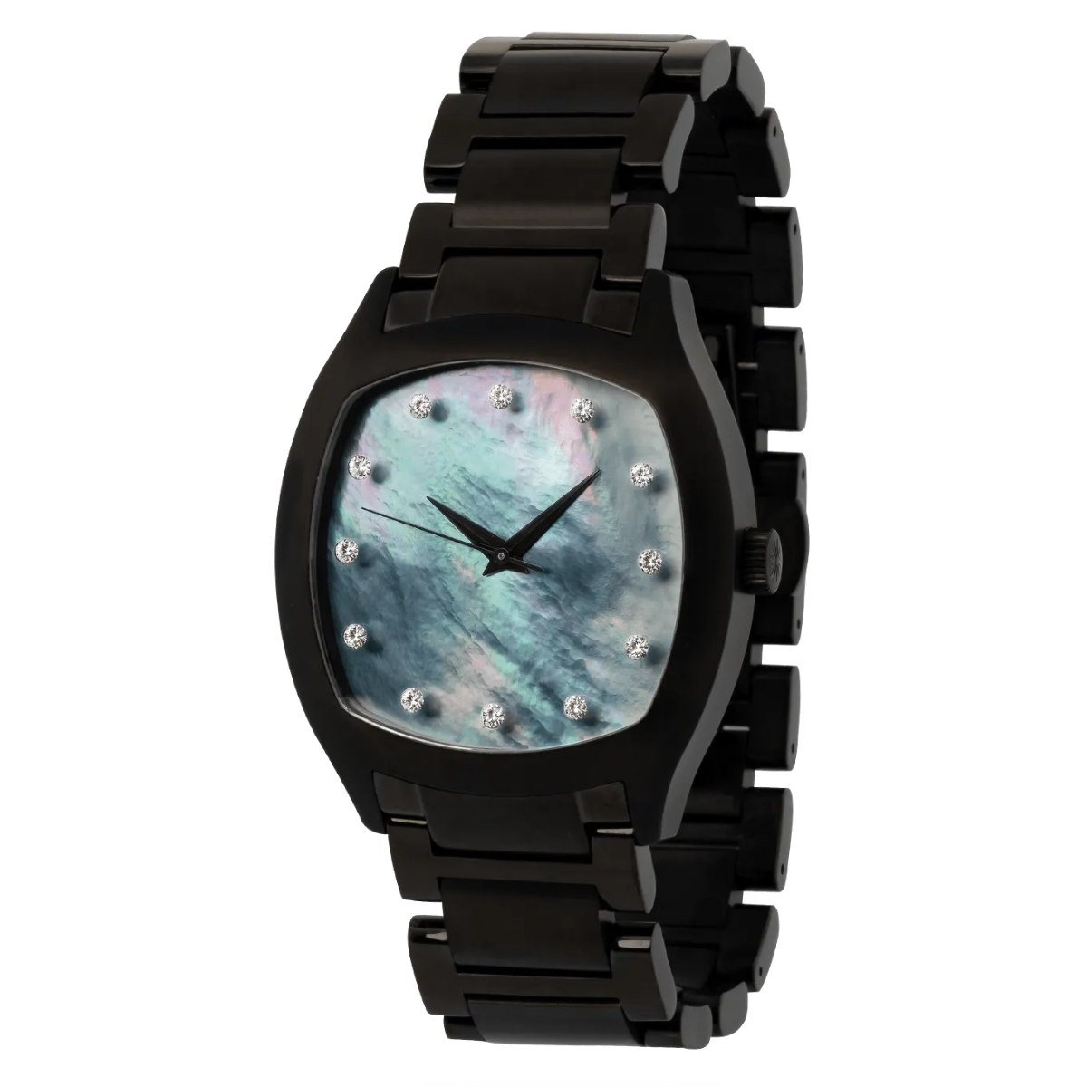 Niveau Élevé Determination WA-019 Automatic Black Steel Watch with Mother of Pearl Dial & Diamond Markers