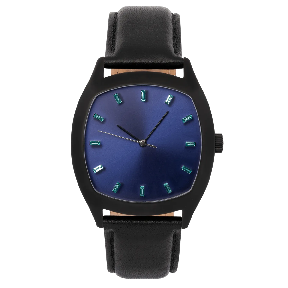 Niveau Élevé Determination WA-020 Black Steel Quartz Watch with Blue Sunray Dial & Paraiba Tourmaline Markers