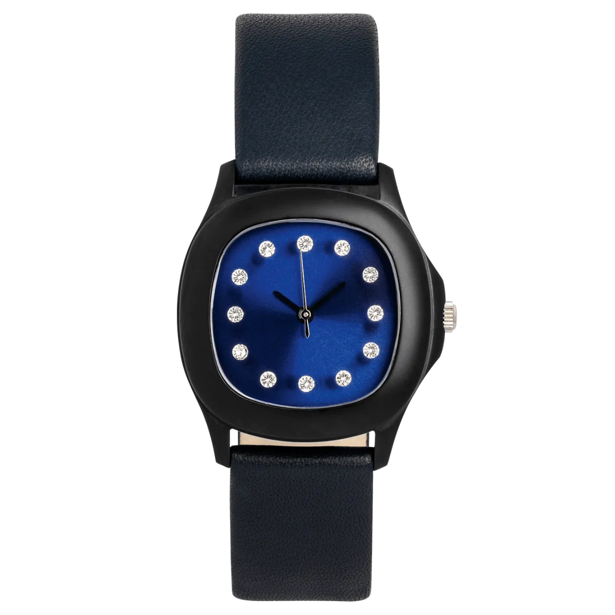 Niveau Élevé Determination WA-022 Black Steel Quartz Ladies Watch with Blue Sunray Dial & Diamond Markers