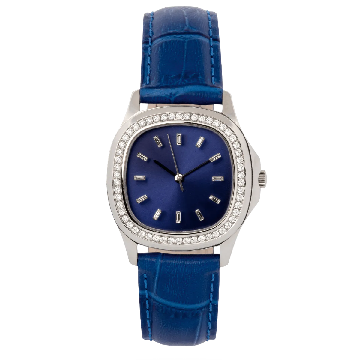 Niveau Élevé Determination WA-025 Stainless Steel Quartz Ladies Watch with Diamond Bezel & Blue Sunray Dial