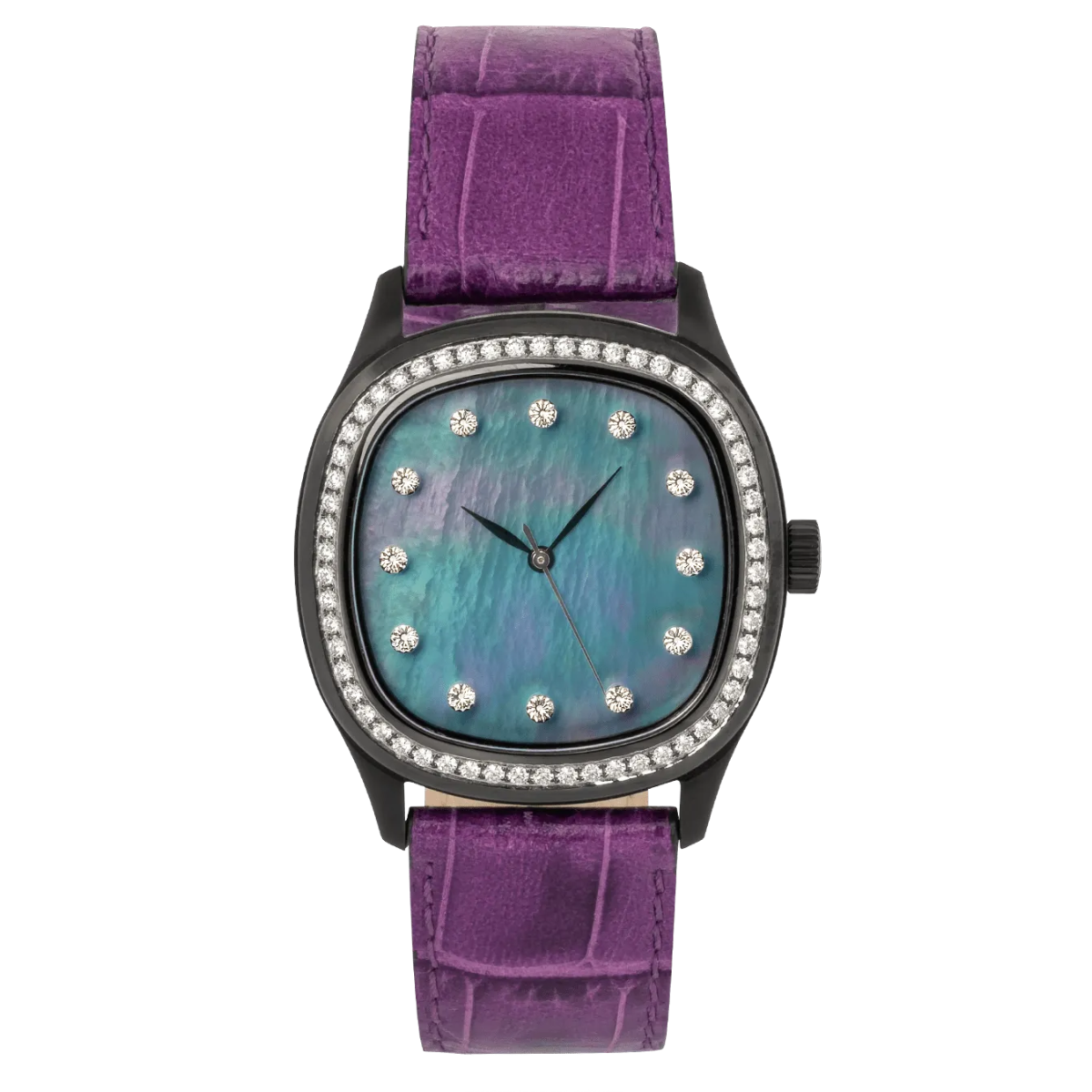 Niveau Élevé Determination Medium WA-032 Luxury Black Steel Watch with Dark Mother of Pearl Dial