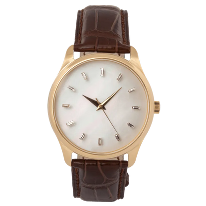 GENTS 18K Yellow Gold Luxury Watch – Mother of Pearl Dial