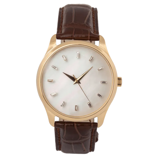 GENTS 18K Yellow Gold Luxury Watch – Mother of Pearl Dial