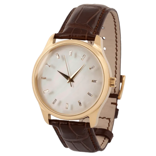 GENTS 18K Yellow Gold Luxury Watch – Mother of Pearl Dial