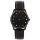 INTROSISTENCE Ladies Blackened Steel Watch with Sapphire Rainbow Markers