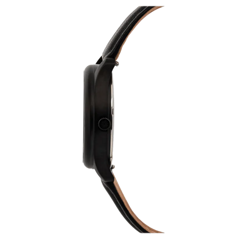 INTROSISTENCE Ladies Blackened Steel Watch with Sapphire Rainbow Markers