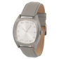 Determination Gents Watch – Matte Steel Case with Silver Sunray Dial & Grey Leather Strap