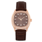 Determination Medium Automatic Watch – 18K Rose Gold Case with Diamond Bezel & Brown Leather Strap
