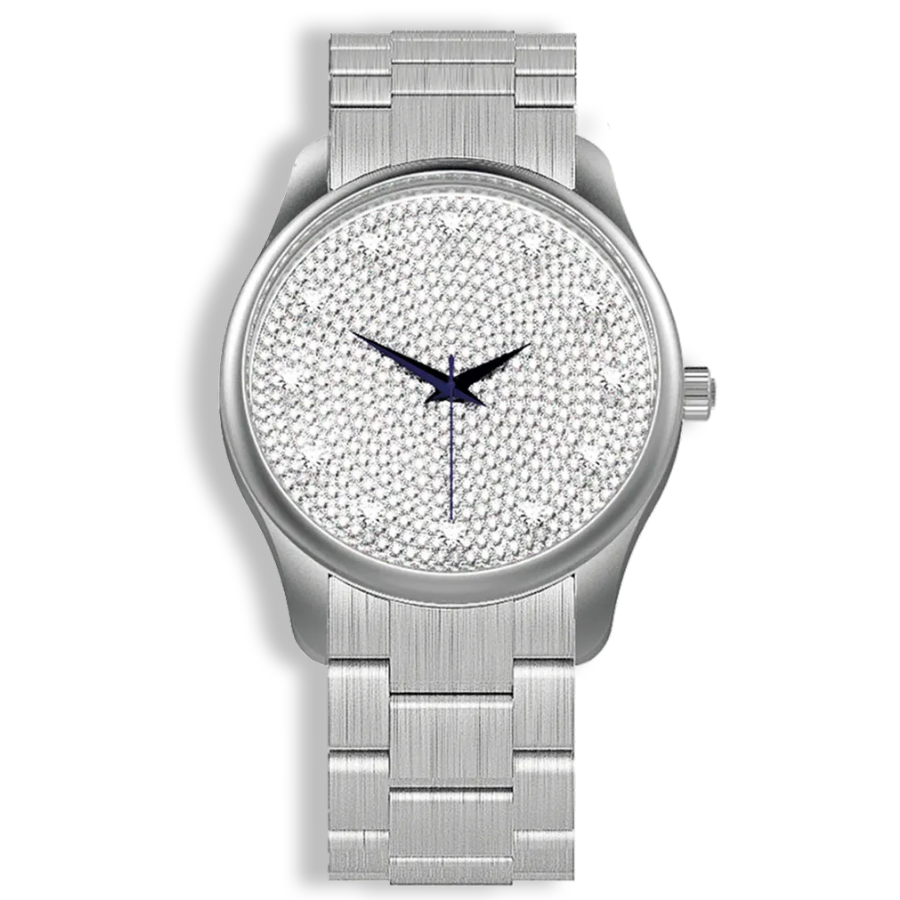 Niveau Élevé Introsistence W-045 Matte Steel Quartz Ladies Watch with Diamond Dial & Steel Bracelet