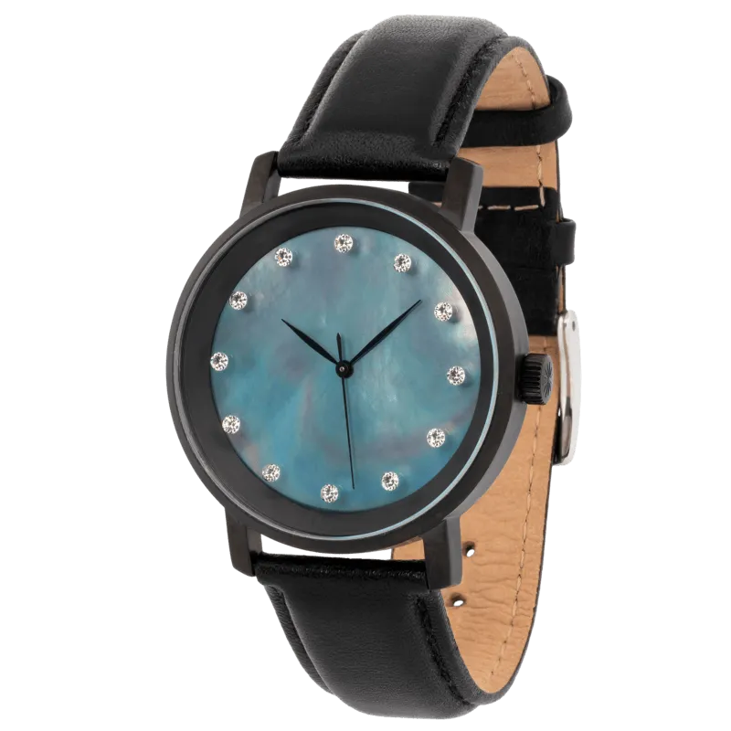 Lucidity Gents WA-012 Blackened Steel Mother of Pearl Diamond Luxury Watch