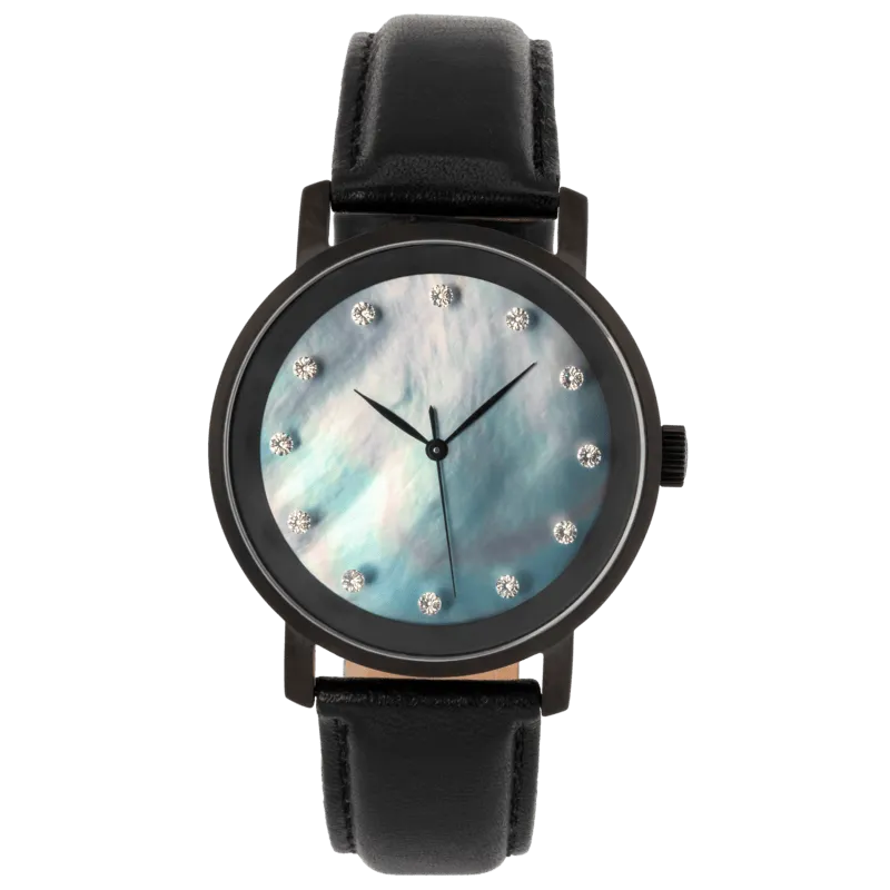 Lucidity Gents WA-012 Blackened Steel Mother of Pearl Diamond Luxury Watch