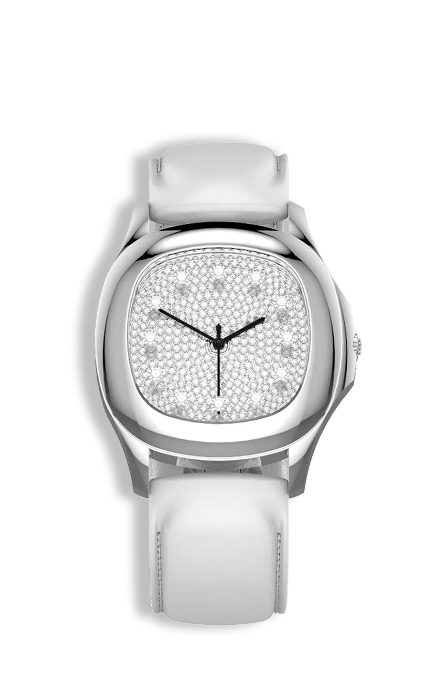 Niveau Élevé Determination Ladies W-061 Swiss Luxury Watch – Diamond Dial & White Leather Strap